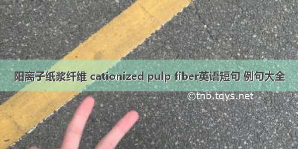 阳离子纸浆纤维 cationized pulp fiber英语短句 例句大全