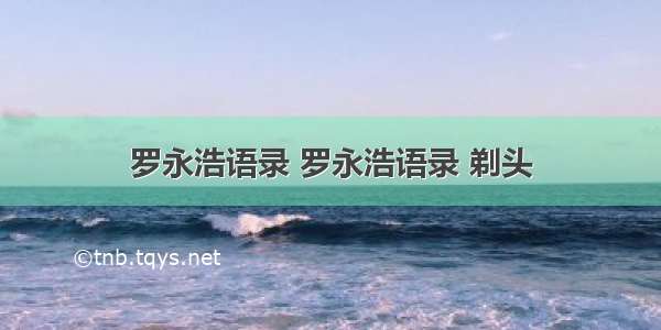 罗永浩语录 罗永浩语录 剃头