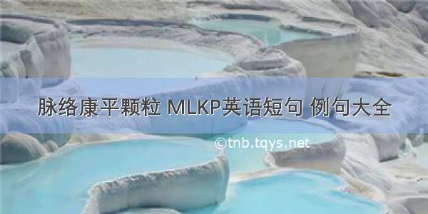 脉络康平颗粒 MLKP英语短句 例句大全