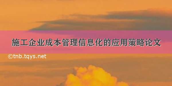 施工企业成本管理信息化的应用策略论文