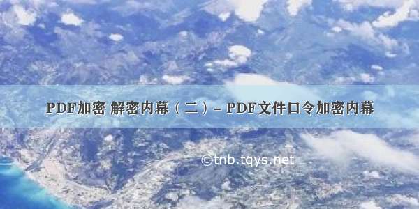 PDF加密 解密内幕（二）- PDF文件口令加密内幕