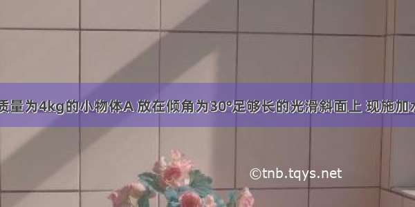 如图所示 质量为4kg的小物体A 放在倾角为30°足够长的光滑斜面上 现施加水平推力F=