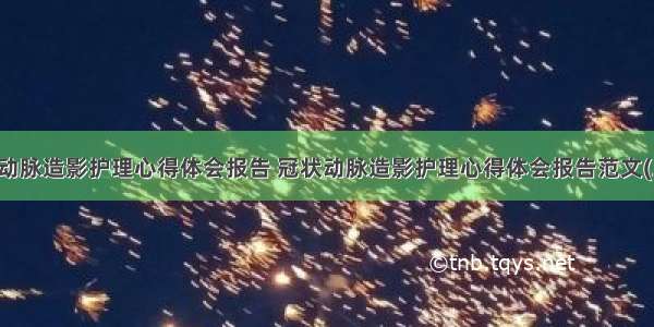 冠状动脉造影护理心得体会报告 冠状动脉造影护理心得体会报告范文(二篇)