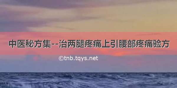 中医秘方集--治两腿疼痛上引腰部疼痛验方