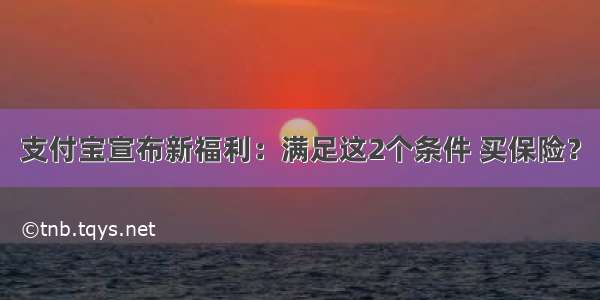 支付宝宣布新福利：满足这2个条件 买保险？