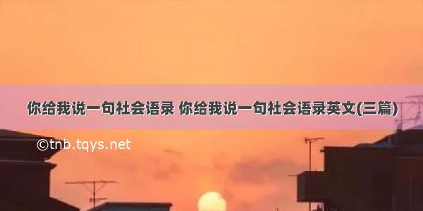 你给我说一句社会语录 你给我说一句社会语录英文(三篇)