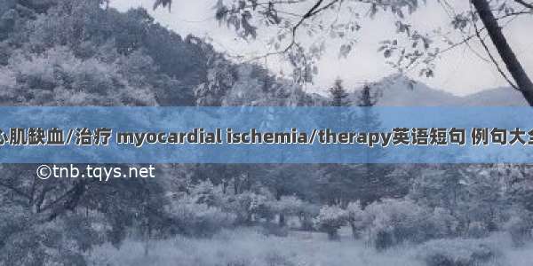 心肌缺血/治疗 myocardial ischemia/therapy英语短句 例句大全