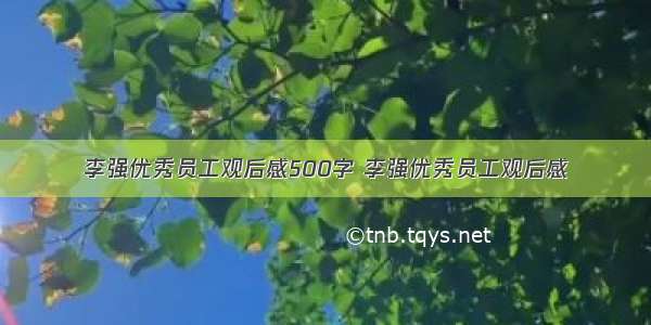 李强优秀员工观后感500字 李强优秀员工观后感