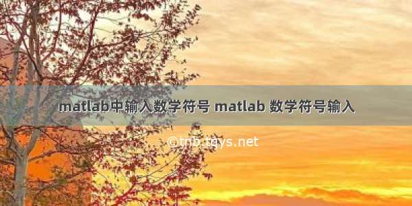 matlab中输入数学符号 matlab 数学符号输入