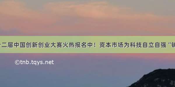 第十二届中国创新创业大赛火热报名中！资本市场为科技自立自强“铺路”