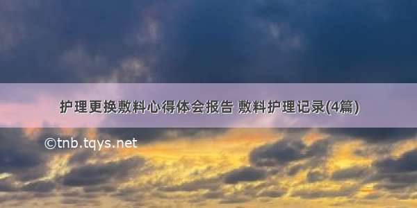 护理更换敷料心得体会报告 敷料护理记录(4篇)