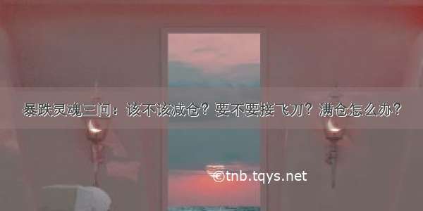 暴跌灵魂三问：该不该减仓？要不要接飞刀？满仓怎么办？