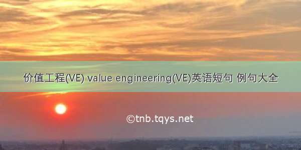 价值工程(VE) value engineering(VE)英语短句 例句大全