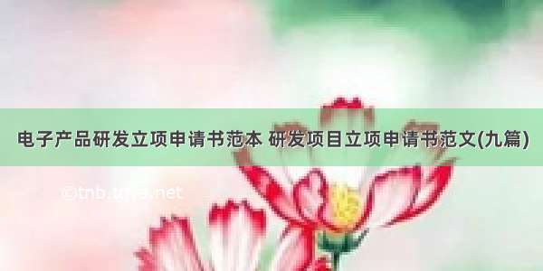 电子产品研发立项申请书范本 研发项目立项申请书范文(九篇)