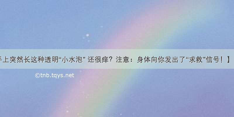 手上突然长这种透明“小水泡” 还很痒？注意：身体向你发出了“求救”信号！】