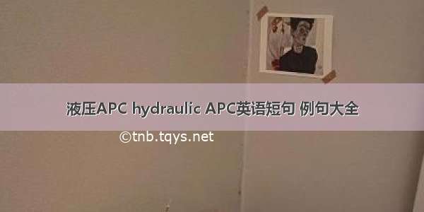 液压APC hydraulic APC英语短句 例句大全
