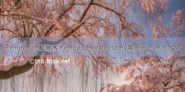 Pemberton截骨术 Pemberton osteotomy英语短句 例句大全