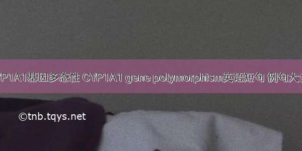 CYP1A1基因多态性 CYP1A1 gene polymorphism英语短句 例句大全