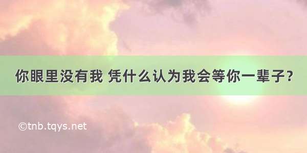 你眼里没有我 凭什么认为我会等你一辈子？