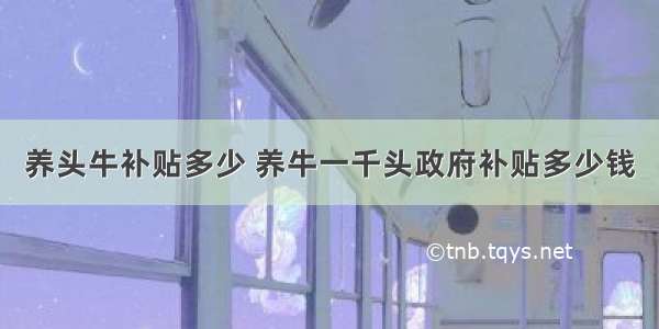 养头牛补贴多少 养牛一千头政府补贴多少钱