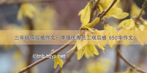 三年级观后感作文：李强优秀员工观后感_650字作文