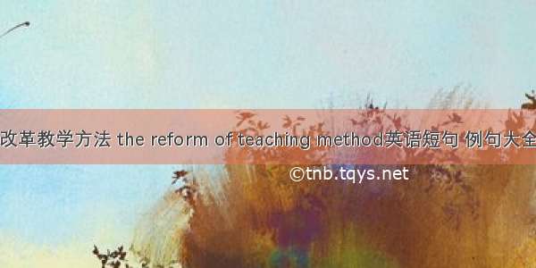 改革教学方法 the reform of teaching method英语短句 例句大全