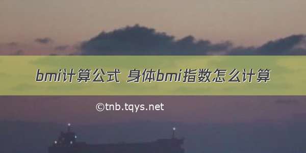 bmi计算公式 身体bmi指数怎么计算