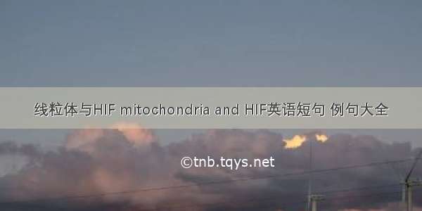 线粒体与HIF mitochondria and HIF英语短句 例句大全