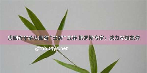 我国终于承认拥有“王牌”武器 俄罗斯专家：威力不输氢弹