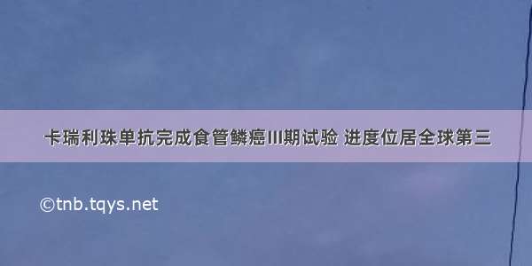 卡瑞利珠单抗完成食管鳞癌III期试验 进度位居全球第三