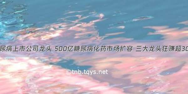 糖尿病上市公司龙头 500亿糖尿病化药市场扩容 三大龙头狂赚超30亿