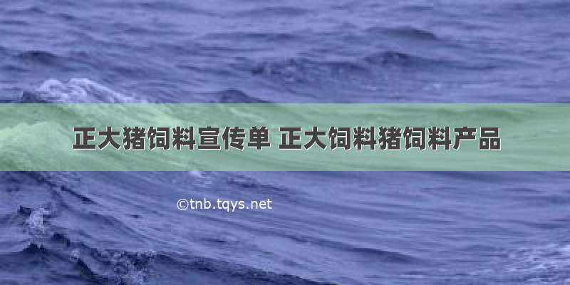 正大猪饲料宣传单 正大饲料猪饲料产品