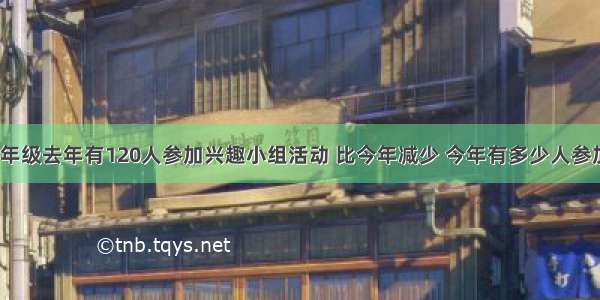 六年级去年有120人参加兴趣小组活动 比今年减少 今年有多少人参加？