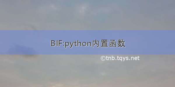 BIF:python内置函数