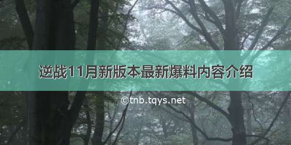 逆战11月新版本最新爆料内容介绍