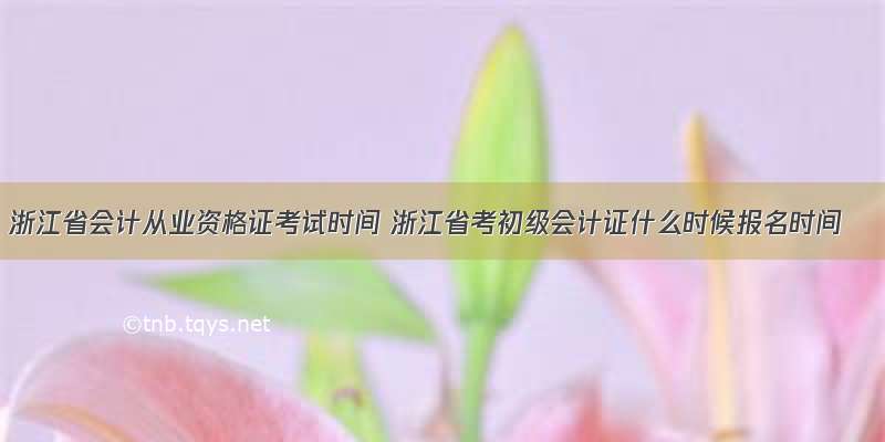 浙江省会计从业资格证考试时间 浙江省考初级会计证什么时候报名时间