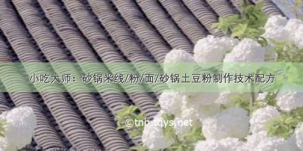 小吃大师：砂锅米线/粉/面/砂锅土豆粉制作技术配方