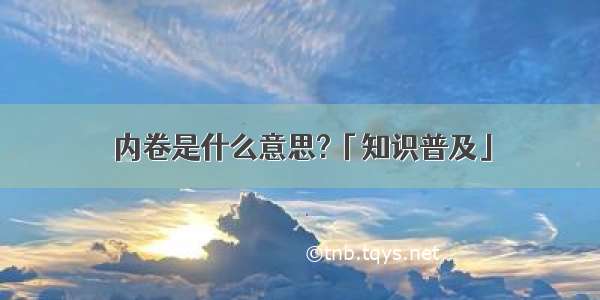 内卷是什么意思?「知识普及」