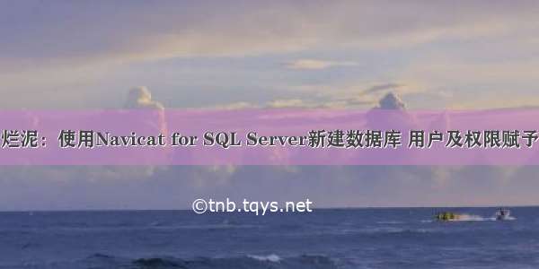 烂泥：使用Navicat for SQL Server新建数据库 用户及权限赋予