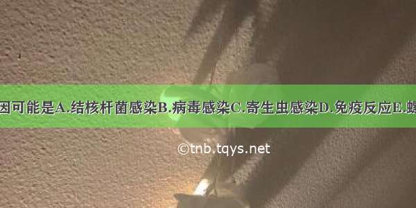 本病的病因可能是A.结核杆菌感染B.病毒感染C.寄生虫感染D.免疫反应E.螺旋菌感染