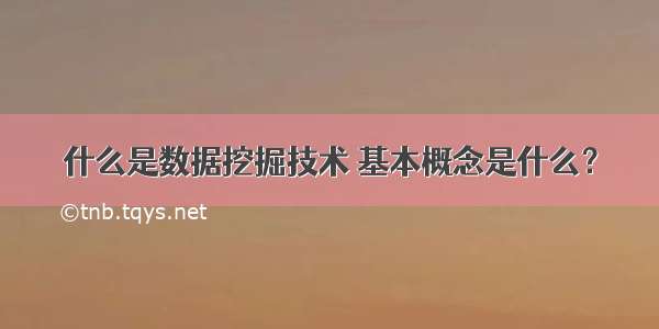 什么是数据挖掘技术 基本概念是什么？