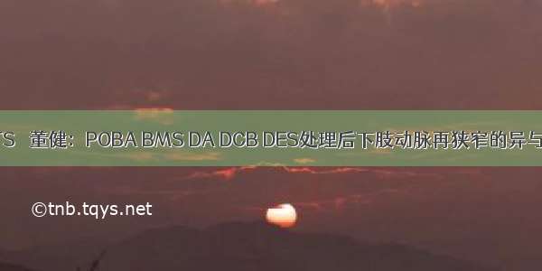 LETS ｜董健：POBA BMS DA DCB DES处理后下肢动脉再狭窄的异与同