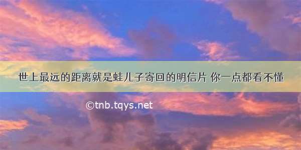 世上最远的距离就是蛙儿子寄回的明信片 你一点都看不懂