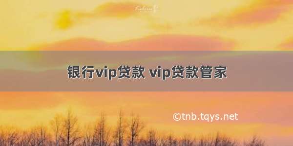 银行vip贷款 vip贷款管家