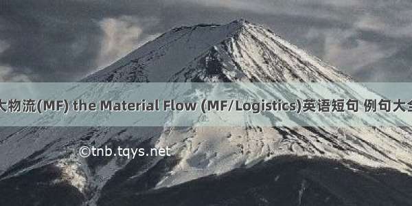 大物流(MF) the Material Flow (MF/Logistics)英语短句 例句大全