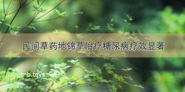 民间草药地锦草治疗糖尿病疗效显著