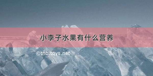 小李子水果有什么营养