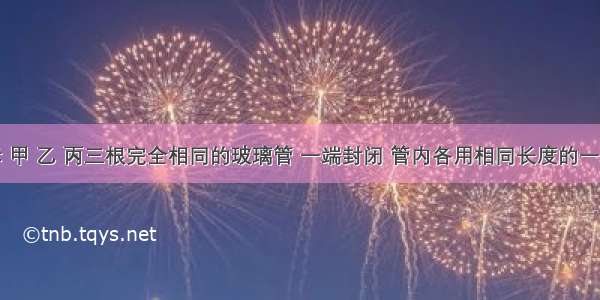 如图所示 甲 乙 丙三根完全相同的玻璃管 一端封闭 管内各用相同长度的一段水银柱