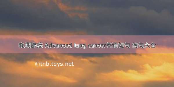 晚期肺癌 Advanced lung cancer英语短句 例句大全