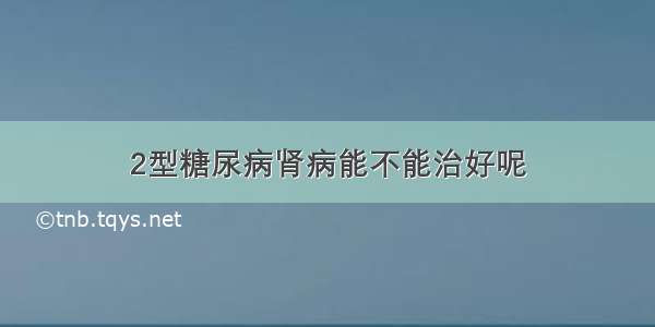 2型糖尿病肾病能不能治好呢